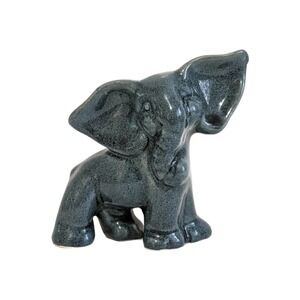 Vintage 1940's Walker Pottery Elephant Figurine California Art Pottery Blue 3"